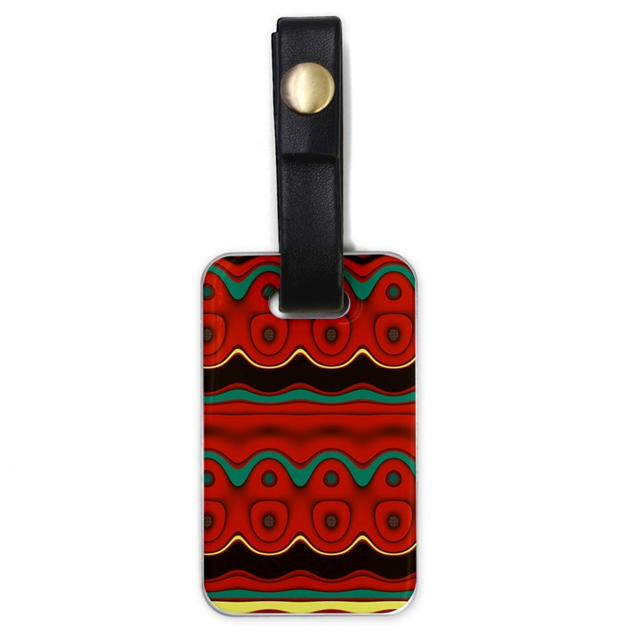 Orange Black and Blue Pattern Luggage Tags (One Side) 