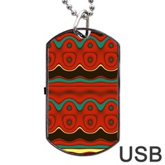 Orange Black And Blue Pattern Dog Tag Usb Flash (one Side) by digitaldivadesigns