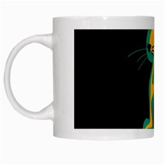 Colorful Abstract Cat  White Mugs by Valentinaart