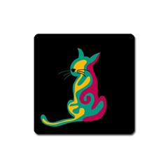 Colorful Abstract Cat  Square Magnet by Valentinaart