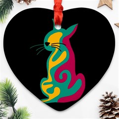 Colorful Abstract Cat  Heart Ornament (2 Sides) by Valentinaart