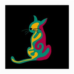 Colorful Abstract Cat  Medium Glasses Cloth (2-side) by Valentinaart