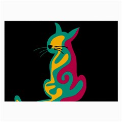 Colorful Abstract Cat  Large Glasses Cloth (2-side) by Valentinaart