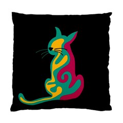 Colorful Abstract Cat  Standard Cushion Case (one Side) by Valentinaart