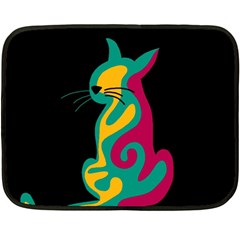 Colorful Abstract Cat  Fleece Blanket (mini) by Valentinaart