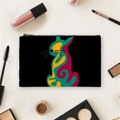 Colorful Abstract Cat  Cosmetic Bag (medium)  by Valentinaart