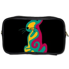 Colorful Abstract Cat  Toiletries Bags 2-side by Valentinaart