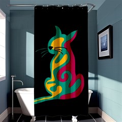 Colorful Abstract Cat  Shower Curtain 36  X 72  (stall)  by Valentinaart