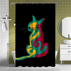 Colorful Abstract Cat  Shower Curtain 48  X 72  (small)  by Valentinaart