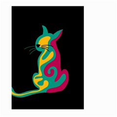 Colorful Abstract Cat  Large Garden Flag (two Sides) by Valentinaart