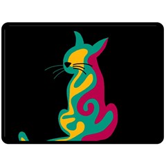 Colorful Abstract Cat  Double Sided Fleece Blanket (large)  by Valentinaart