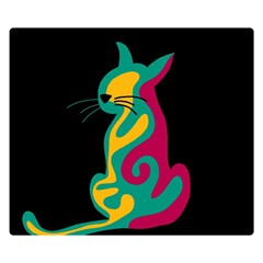 Colorful Abstract Cat  Double Sided Flano Blanket (small)  by Valentinaart