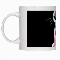 Pink Abstract Cat White Mugs by Valentinaart