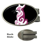 Pink abstract cat Money Clips (Oval)  Front