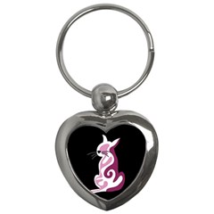 Pink Abstract Cat Key Chains (heart)  by Valentinaart