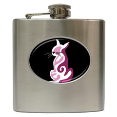 Pink Abstract Cat Hip Flask (6 Oz) by Valentinaart