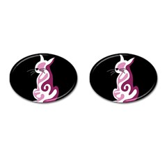 Pink Abstract Cat Cufflinks (oval) by Valentinaart