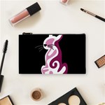 Pink abstract cat Cosmetic Bag (Small)  Front