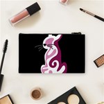 Pink abstract cat Cosmetic Bag (Small)  Back