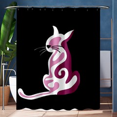 Pink Abstract Cat Shower Curtain 60  X 72  (medium)  by Valentinaart