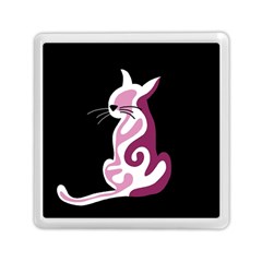 Pink Abstract Cat Memory Card Reader (square)  by Valentinaart