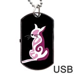 Pink abstract cat Dog Tag USB Flash (One Side) Front