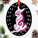 Pink abstract cat Oval Filigree Ornament (2-Side)  Front