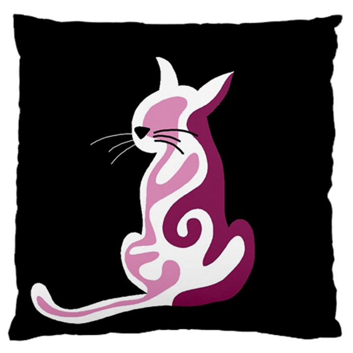 Pink abstract cat Large Cushion Case (One Side)