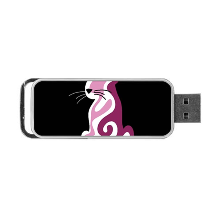 Pink abstract cat Portable USB Flash (One Side)