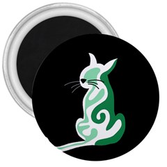 Green Abstract Cat  3  Magnets by Valentinaart