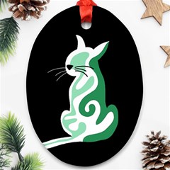 Green Abstract Cat  Ornament (oval)  by Valentinaart