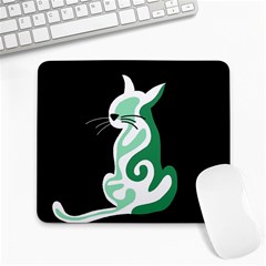 Green Abstract Cat  Large Mousepads by Valentinaart