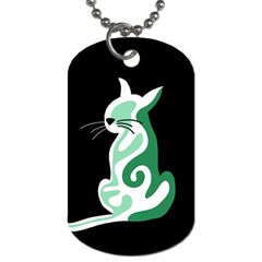 Green Abstract Cat  Dog Tag (two Sides) by Valentinaart