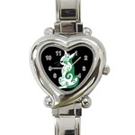 Green abstract cat  Heart Italian Charm Watch Front