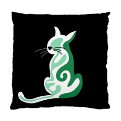 Green Abstract Cat  Standard Cushion Case (one Side) by Valentinaart