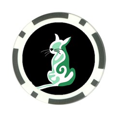 Green Abstract Cat  Poker Chip Card Guards (10 Pack)  by Valentinaart