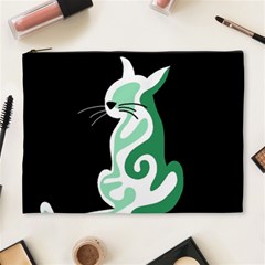 Green Abstract Cat  Cosmetic Bag (xl) by Valentinaart