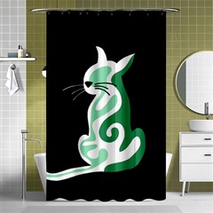 Green Abstract Cat  Shower Curtain 48  X 72  (small)  by Valentinaart