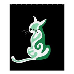 Green Abstract Cat  Shower Curtain 60  X 72  (medium)  by Valentinaart