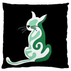 Green Abstract Cat  Large Cushion Case (two Sides) by Valentinaart