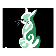 Green Abstract Cat  Double Sided Flano Blanket (large)  by Valentinaart