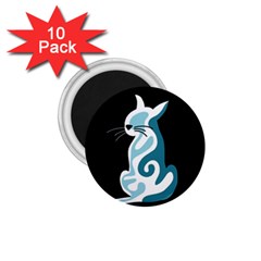 Blue abstract cat 1.75  Magnets (10 pack) 