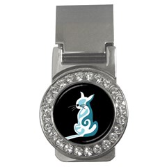 Blue abstract cat Money Clips (CZ) 