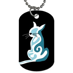 Blue abstract cat Dog Tag (One Side)