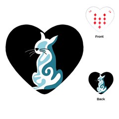 Blue abstract cat Playing Cards (Heart) 