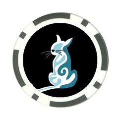 Blue abstract cat Poker Chip Card Guards