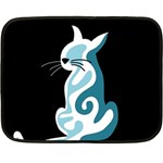 Blue abstract cat Double Sided Fleece Blanket (Mini)  35 x27  Blanket Front