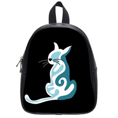 Blue abstract cat School Bags (Small) 