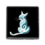 Blue abstract cat Memory Card Reader (Square) Front