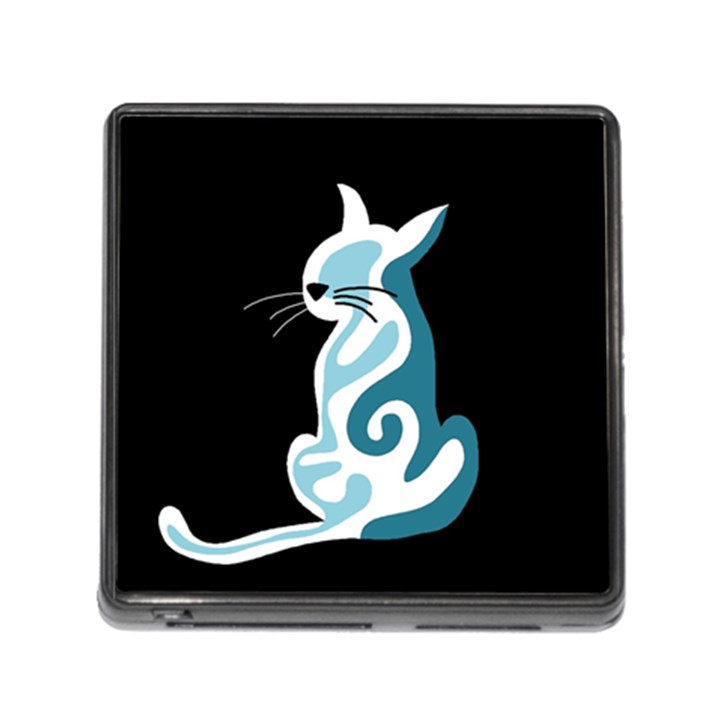 Blue abstract cat Memory Card Reader (Square)